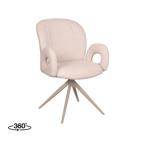 LABEL51 Eetkamerstoelen Neo - Naturel - Boucle - Taupe OnderstelLABEL51