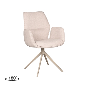 LABEL51 Eetkamerstoelen Mellow - Naturel - Boucle - Taupe OnderstelLABEL51