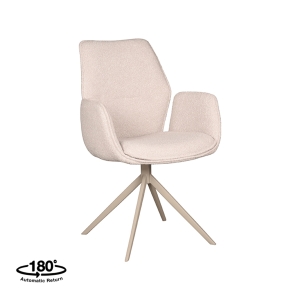 LABEL51 Eetkamerstoelen Mellow - Naturel - Boucle - Taupe OnderstelLABEL51