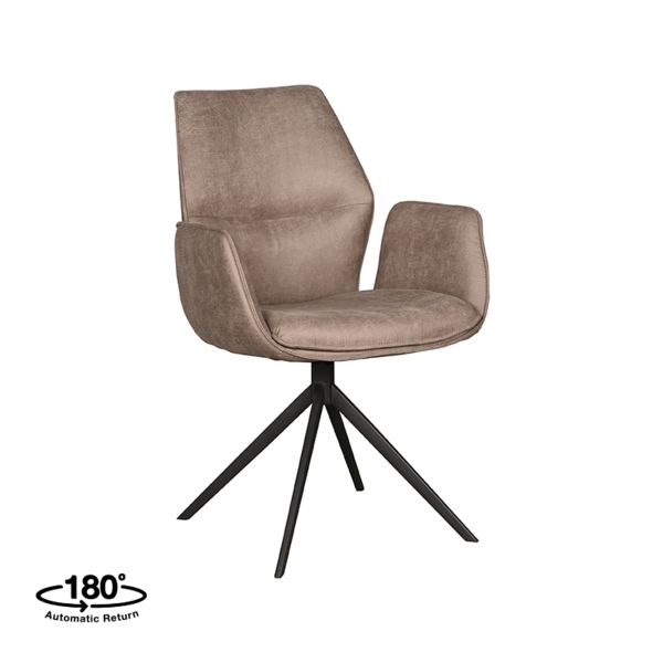 LABEL51 Eetkamerstoelen Mellow - Taupe - Micro Suede - Zwart OnderstelLABEL51